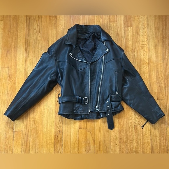 Hudson Leather Black Leather Motorcycle Women's Jacket